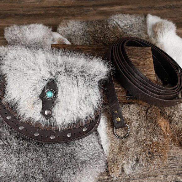 Faux Fur Waist Belt Bag Medieval Retro Cosplay Coin Pouch Adjustable main image 4